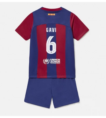 Barcelona Paez Gavi #6 Primera Equipación Niños 2023-24 Manga Corta (+ Pantalones cortos)